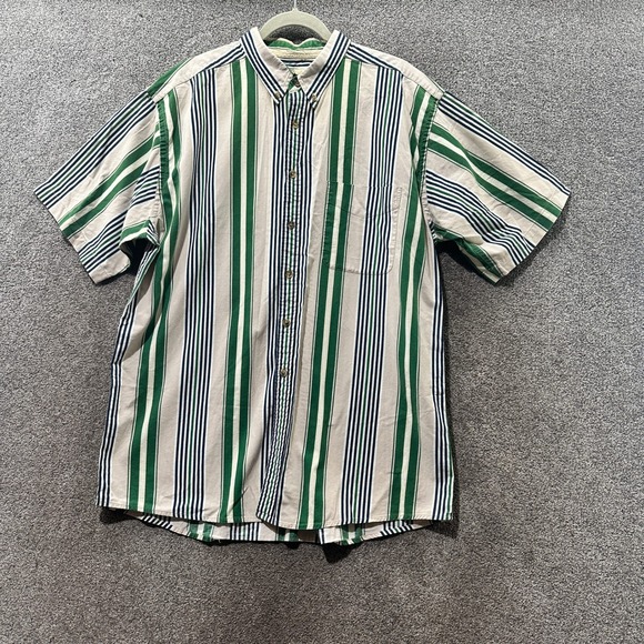 Links Edition Other - VTG Links Edition Button‎ Up Shirt Men XL Retro Striped Short Sleeve Cotton
